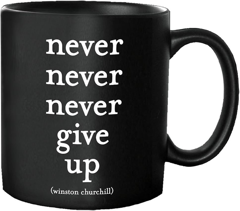 Quotable Mug Never Give Up. Winston Churchill. Amazon.co.uk Kitchen