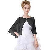 Women's Elegant Chiffon Shawl Wraps Shrug for Evening Dresses Wedding Guest Cape Bolero Cover-Up Scarf