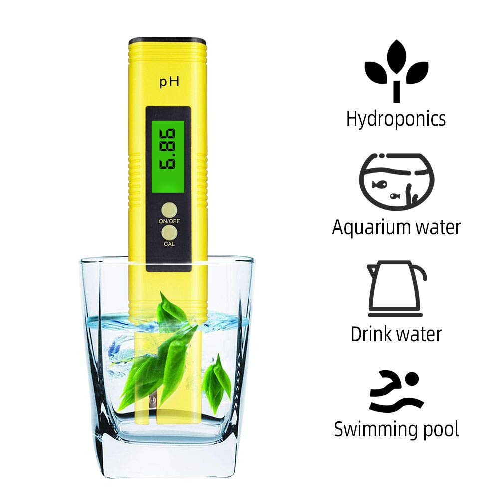 Digital pH Meter pH Meter with Backlight LCD Screen, 0.01 pH High Accuracy pH Meter for Water