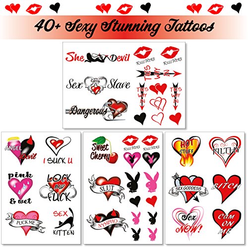 40+ Sexy Naughty Temporary Tattoos for Women Ladies- Adult Fun for Lower Back Legs Arms Butt Stomach - Thumbnail 3