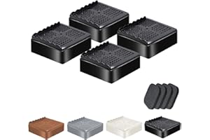shouwuhho Furniture Risers, 4 Pack Bed Risers with Non-Slip Grip and Heavy Duty Support, 1 Inch 2 Inch 3 Inch 4 Inch Height Lift for Couch, Sofa, Table, Desk, Chair, Refrigerator - Black, 1 Inch