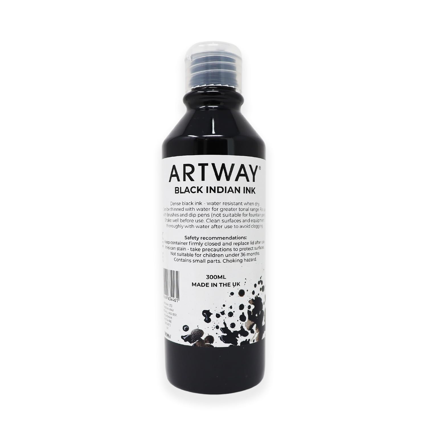 Artway Black Indian Ink - 300ml - Ideal for Drawing, Illustration and Calligraphy Applications