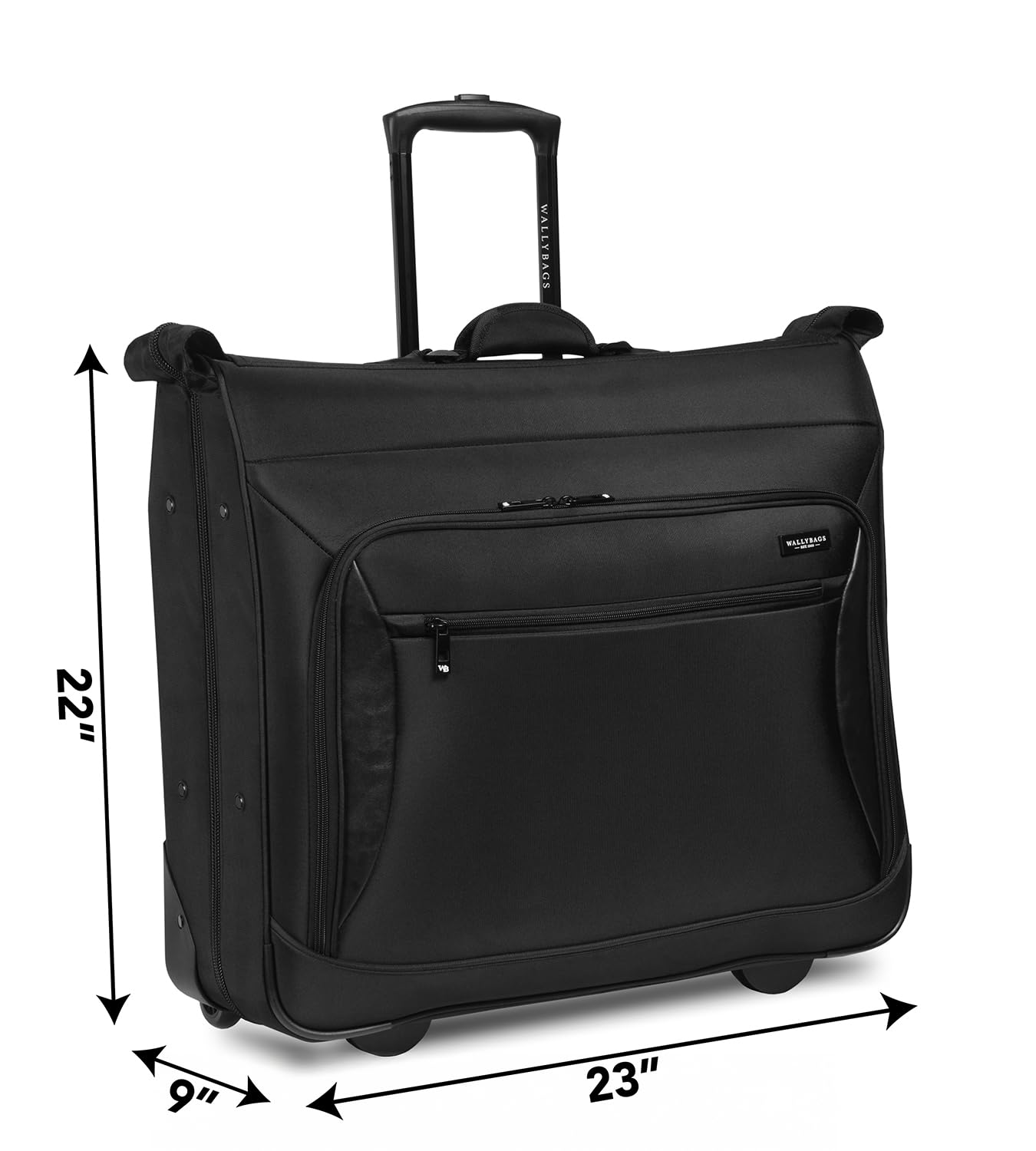 WallyBags Solutions Garment Bag, Multiple Hangers and Made for Men and Women, Black, 45-Inch Rolling