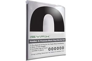 iSYFIX Black Vinyl Number 0 (Zero) Stickers - 6 Pack 4 inch Self Adhesive - Decal Die Cut & Pre-Spaced for Mailbox, Signs, Window, Door, Cars, Trucks, Home, Business, Address Number, Indoor & Outdoor