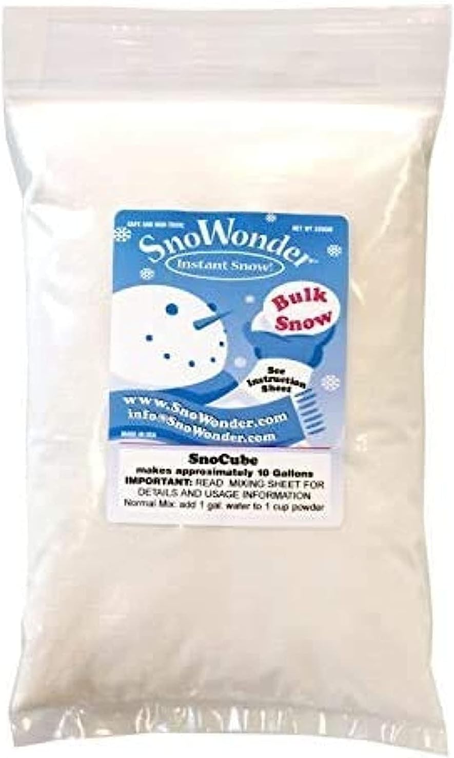 Artificial Snow - SNOWONDER Instant Snow Fake Artificial Snow, Also Great for Making Cloud Slime - Mix Makes 2 Gallons of Fake Snow