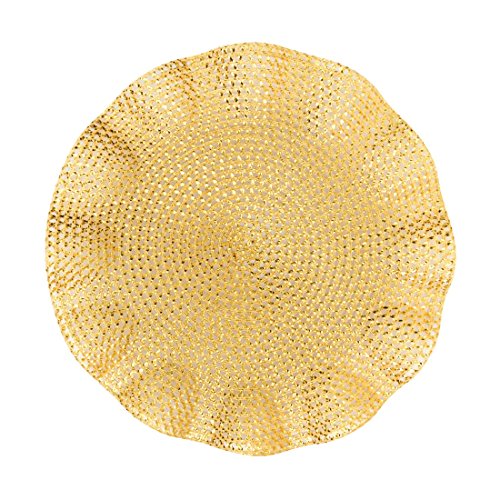 LinenTablecloth Round Ruffled Placemats (2 Pack), Gold LAVORIST