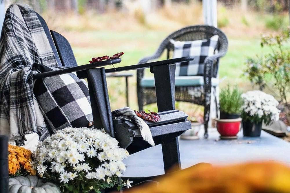 4TH Emotion Set of 2 Farmhouse Buffalo Check Plaid Throw Pillow Covers Cushion Case Cotton Linen for Fall Home Decor Black and White, 18 x 18 Inches: Home & Kitchen