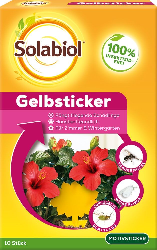 Solabiol Yellow Stickers Insect Repellent with Special Adhesive without Insecticides, Against Mosquitoes, White Flies