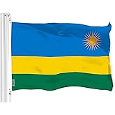 G128 Rwanda Rwandan Flag | 3x5 Ft | LiteWeave Pro Series Printed 150D Polyester | Country Flag, Indoor/Outdoor, Vibrant Colors, Brass Grommets, Thicker and More Durable Than 100D 75D Polyester