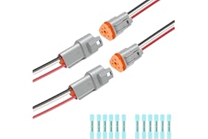DEUTUSACC 2 Kit Deutsch DT 3 pin Grey Male Female Wiring Harness Deutsch Pigtail 3 Wire Way Waterproof Automotive Electrical Connector 16 AWG with Heat Shrink Tubing