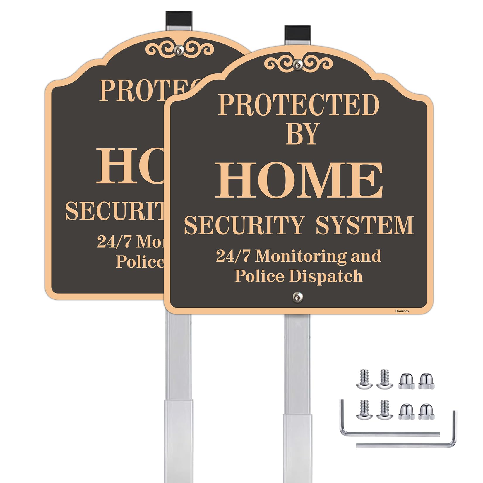 Photo 1 of Doninex Large (2 Pack) 12X12 Inch Home Security System Yard Sign, Reflective, Aluminum, Metal, Weatherproof Up to 7 Years Outdoor, Includes Stakes for Easy Mounting