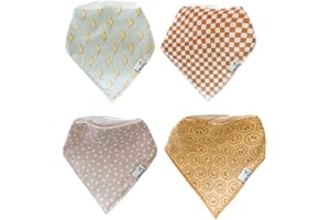 Copper Pearl 4 Pack Soft Cotton Baby Bibs for Drooling and Teething, Absorbent Drool Bibs for Baby Girl and Boy, Adjustable to Fit Newborns to Toddlers, Tons of Styles (Vance)