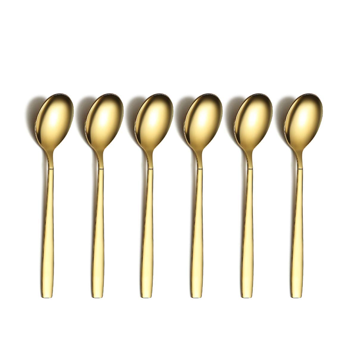 Berglander Gold Teaspoon, Stainless Steel Tea Spoon Dessert Spoon With Titanium Gold Plating 6.5 Inches Pack of 6