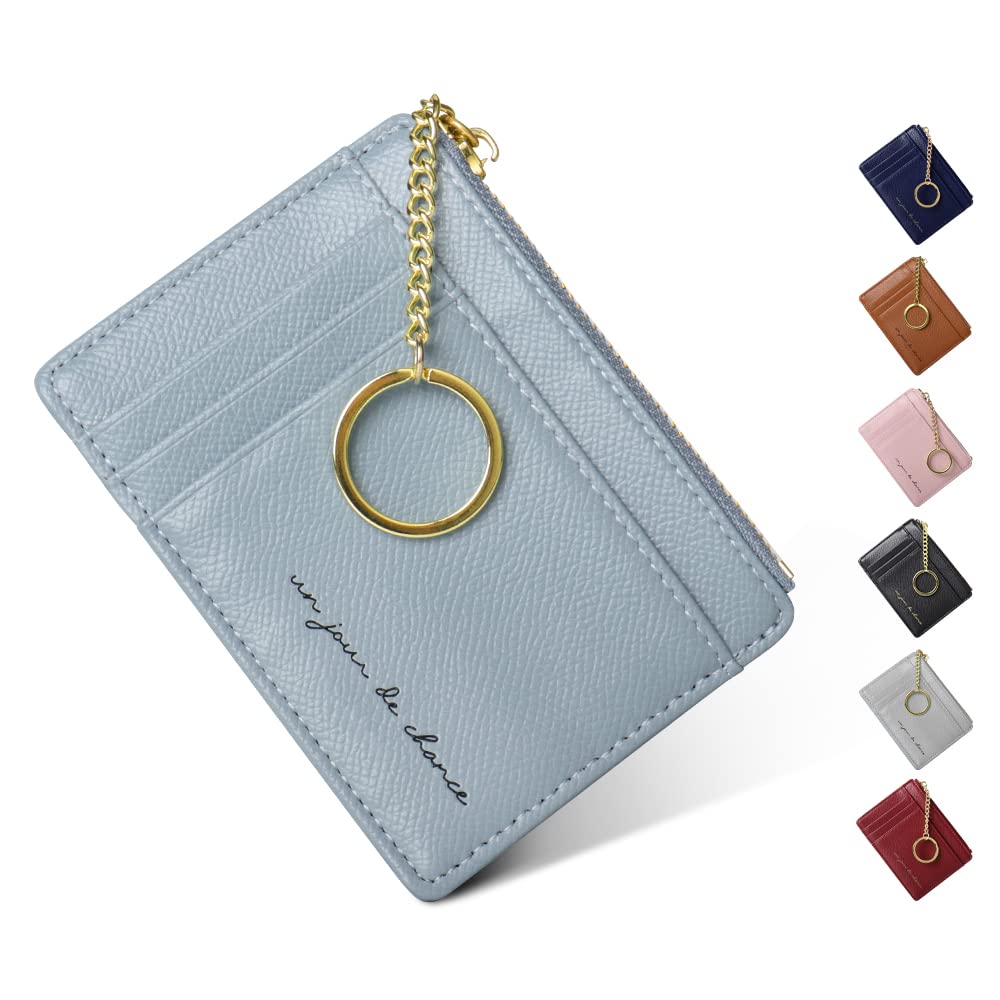 Gadom Ladies Purse, Women's Wallet RFID Blocking 8 Cards Slim Minimalist Card Holder Zipper Coin Pocket Small Change Wallet with Keyring for Cash, Cion, Card, Bill
