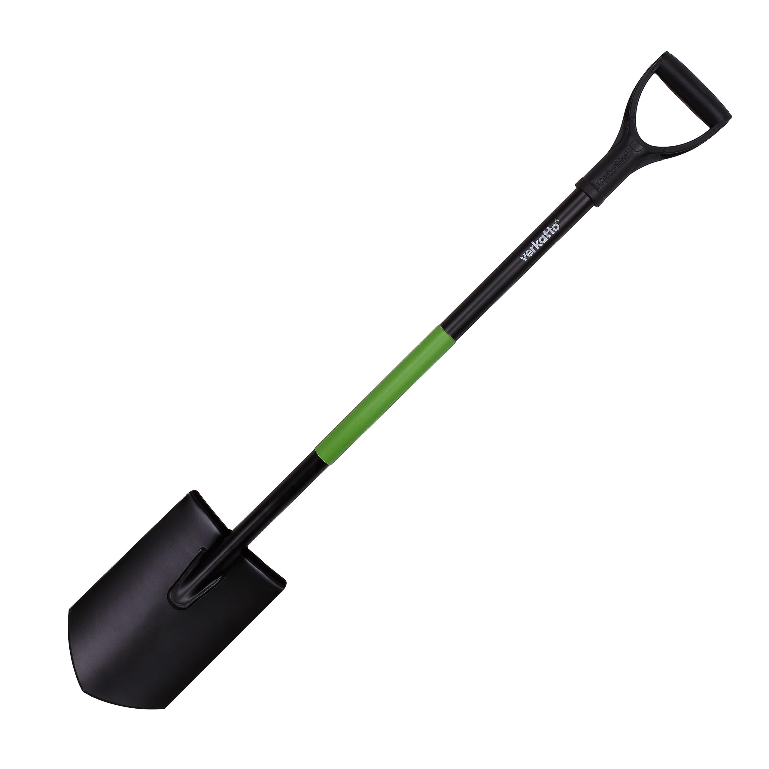 MIVOS Pointed Spade, 110 cm - Ergonomic Hardened Steel Spade with D-Handle - Alloy Steel - Black and Green - Made in EU