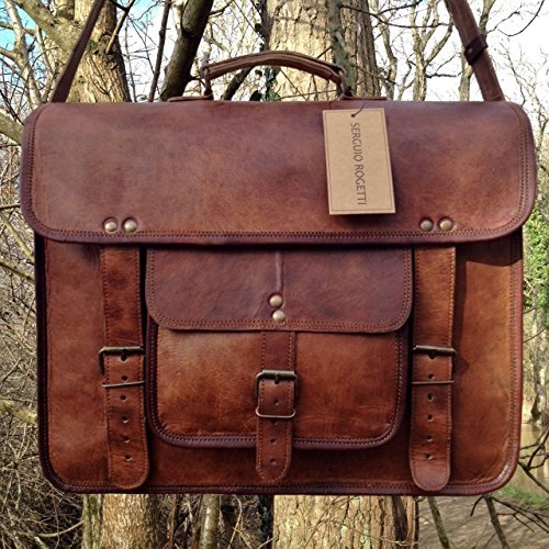 Gbag (t) vintage leather laptop bag 15" messenger …