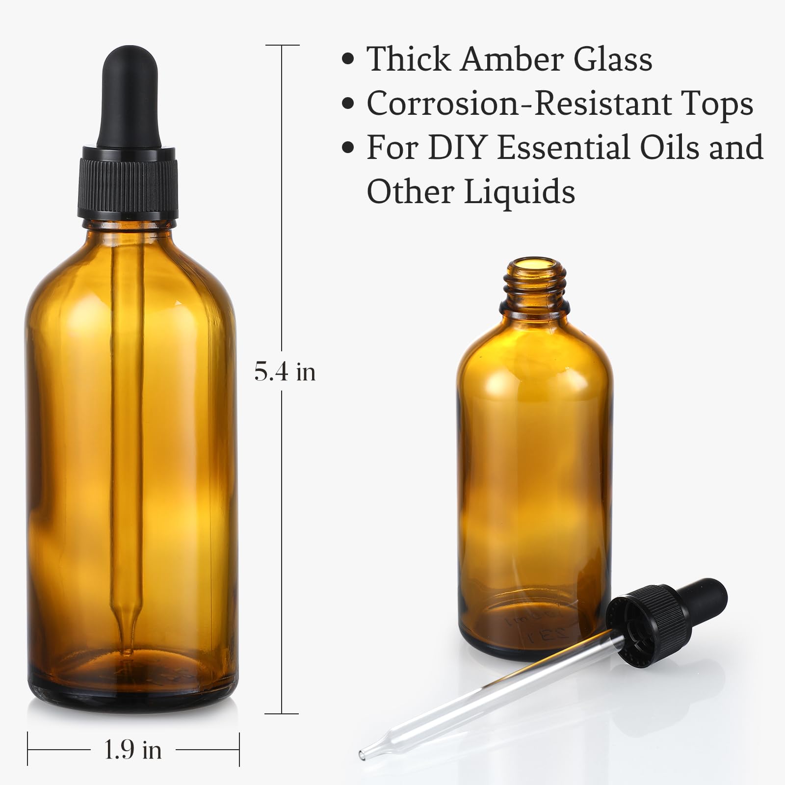AOZITA 4 Pack, 4 oz Dropper Bottles with 1 Funnel & 4 Labels - Essential Oils Bottles for Health, Personal Care & Beauty - 120ml Thick Dark Amber Glass Tincture Bottles with Eye Droppers, Leakproof