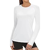 Rash Guard for Women UPF50+ Sun Shirt, Long Sleeve UV Protection Shirts Women Quick Dry Workout Shirts Hiking Swimming Tops (US, Alpha, XX-Large, Regular, Regular, White)