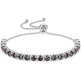 SUNFEEL Birthstone Bracelet Jewelry for Women Sterling Silver with Gold Plated Tennis Bracelet Classic Bolo Adjustable Chain Anniversary Birthday Gifts for Women Mom Wife Her