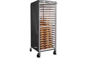 ANartcle Pan Bun Rack Cover,600D Waterproof and Dustproof Bun Rack Cover, Suitable for Commercial Bun Pan Bakery Rack-20 Sheet,23" W x 28" D x 64" H,(Front Clear PVC,Black)