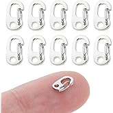 Hobbspring 10Pcs Oval Clasps Carabiner Necklace Clasps 7.5x4mm Stainless Steel Shorten Clasp Connector and Extended Necklace Clasp Small Keychain Clasps for DIY Jewelry Making