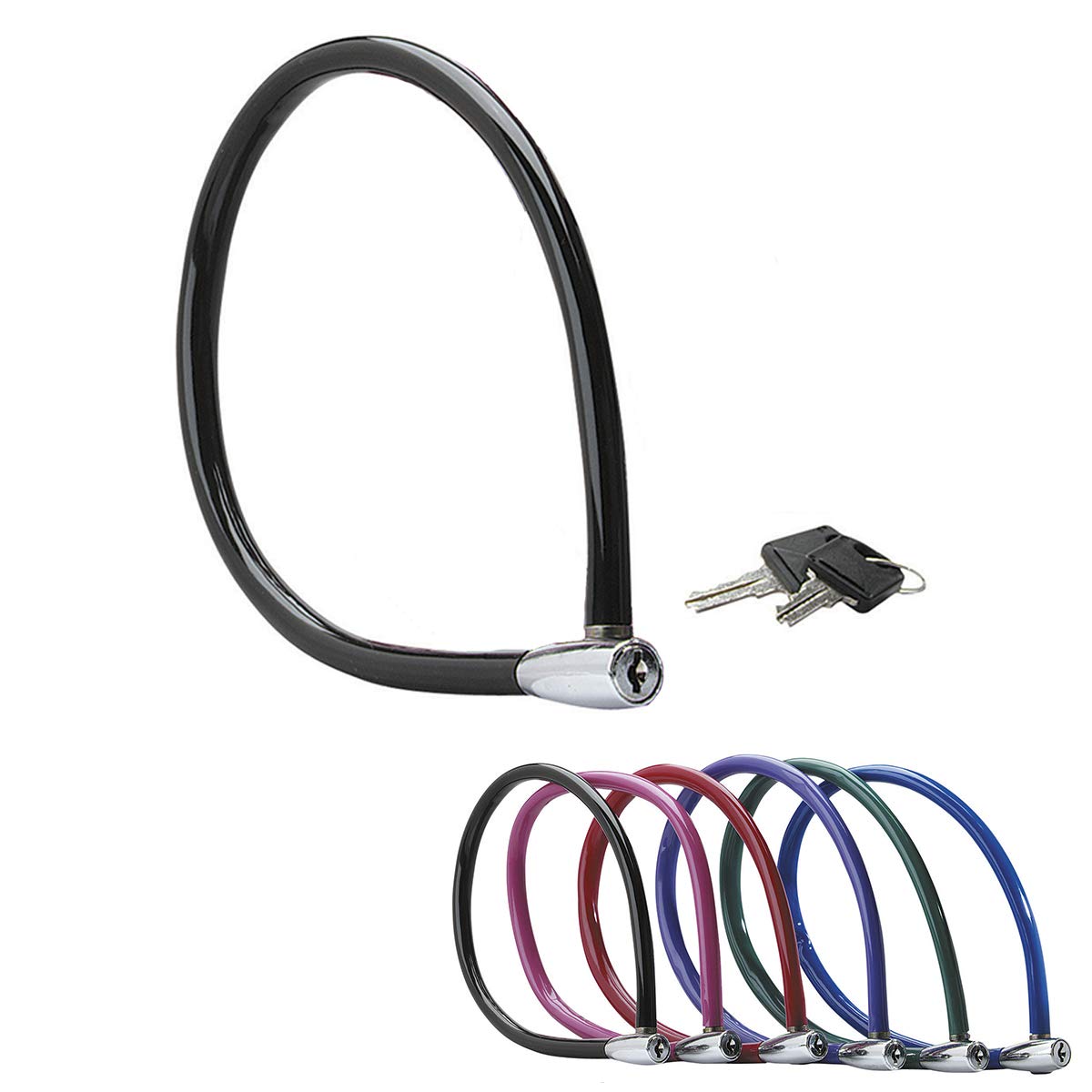 Master Lock Bike Cable Lock, Key, 55 cm Colourful Cable, Outdoor 8630-F - Use with All Kinds of Bike, Skateboards, Strollers, Lawnmowers and Other Outdoor Equipment