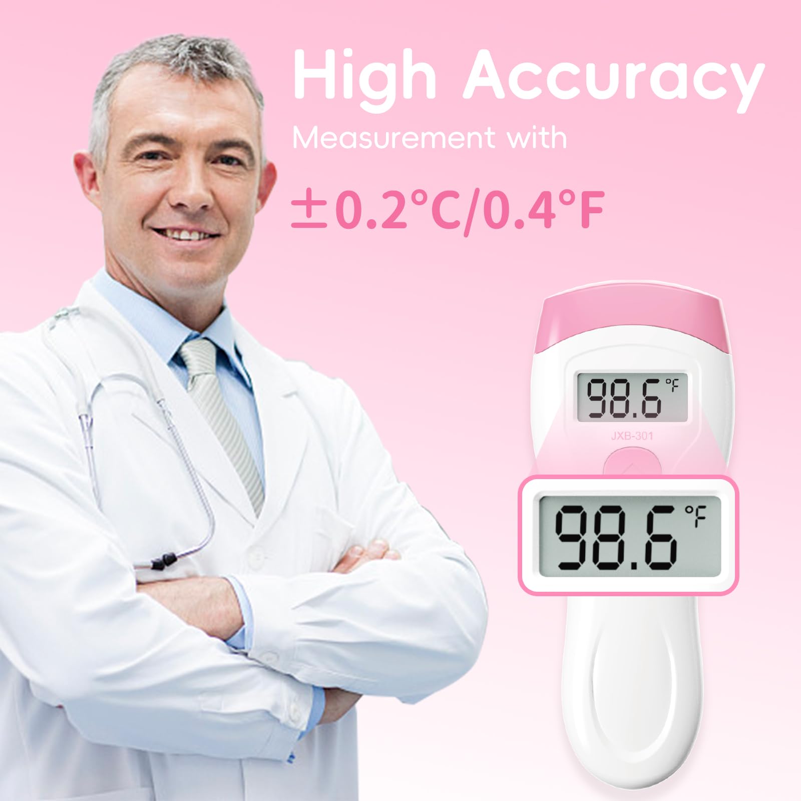 Non-Touch Forehead Thermometer, Digital 2-in-1 Infrared Thermometer for Adults, Kids, and Babies with Fever Alarm, Instant Reading, Medical-Grade Accuracy