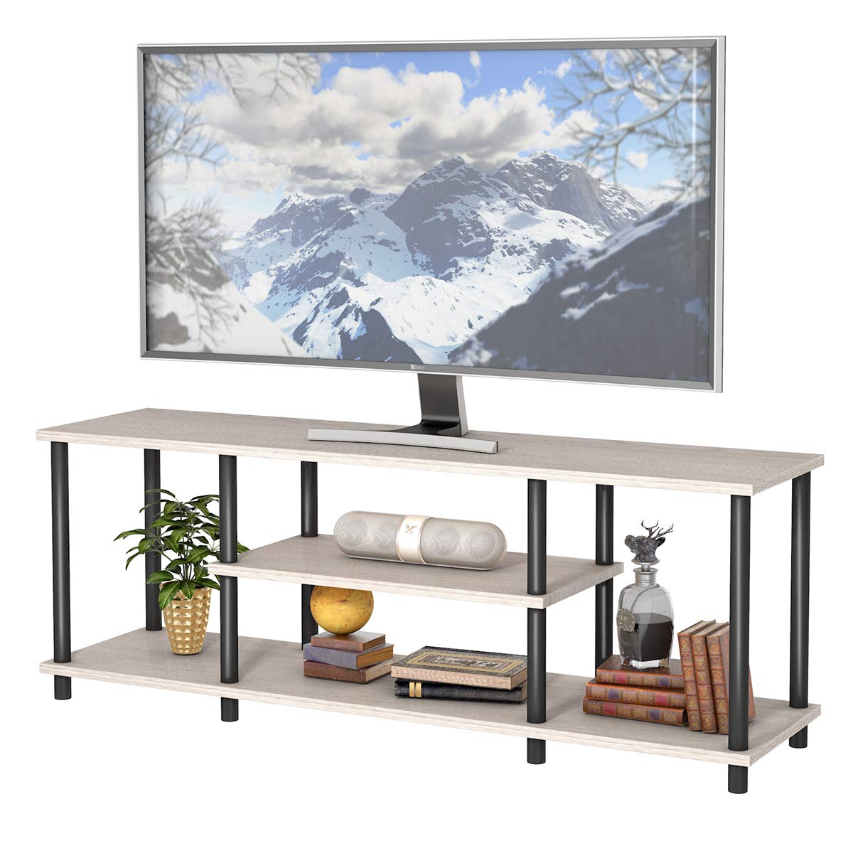 Tangkula 3Tier TV Stand, No Tools 3D Entertainment TV Stands