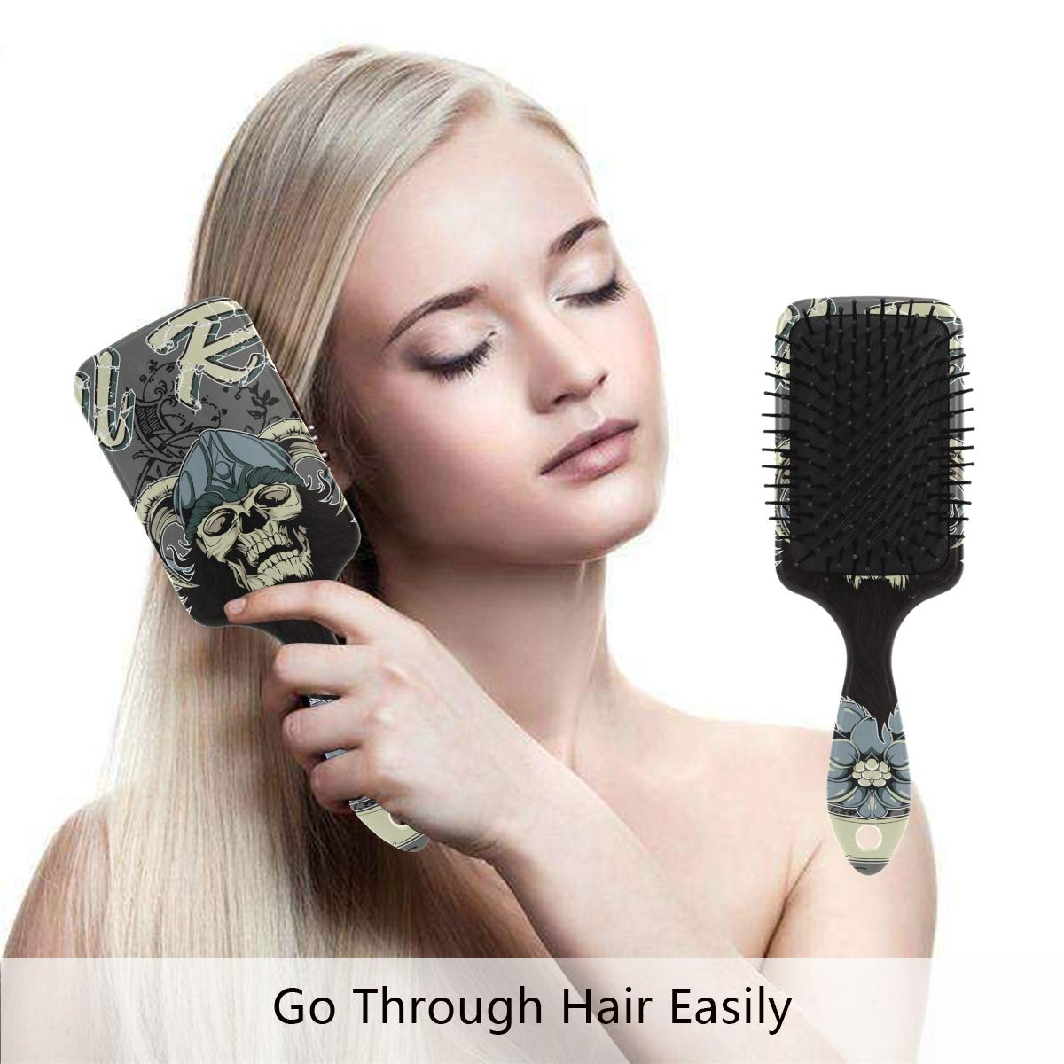 Amazon Com Gothic Punk Skull Hair Brush Scalp Massage Hair Comb