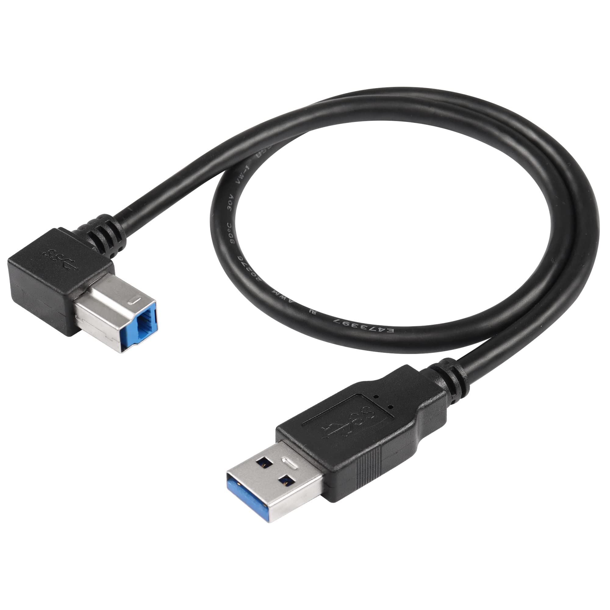 SinLoon USB 3.0 Printer Cable 90 Degree USB 3.0 Type A Male to Type B Male Plug High Speed Printer Cable for Hard Disk Drive,Printers,Scanner,USB Hub,Monitor and More (Down)