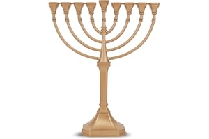 ZION JUDAICA LTD Traditional Graceful Style Menorah 9.5" Tall Non Tarnish - Precision Die Cast Classic Chanukah Candle Menora (Satin Gold) by Zion Judaica