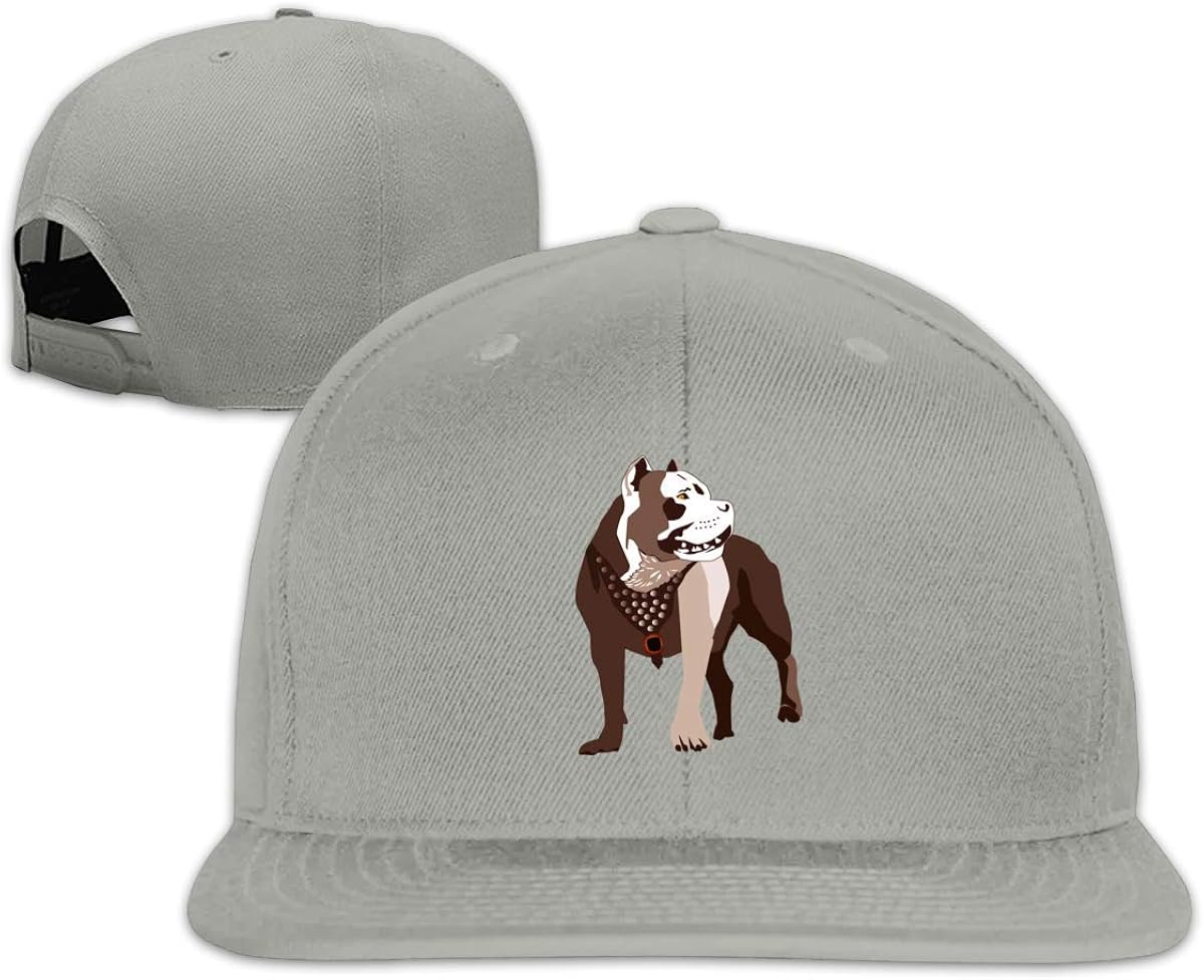 Pitbull Dog Snapback Hats Adjustable Solid Flat Bill Baseball Cap Men's
