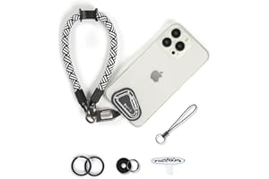 project-cb Hand Wrist Phone Strap,Phone Lanyard Patch ×2,Cell Phone Case Holder,Wristlet Strap for Key,AirPods,Camera (White-