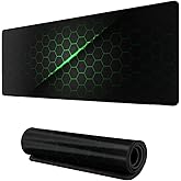Abstract Green and Black Cool Futuristic Mouse Pad Gaming XL Large Mousepad Desk Mat Long Extended Big Keyboard Pads Table Accessories for Gaming and Office Pc Laptop Computer 31.5 X 11.8 Inch