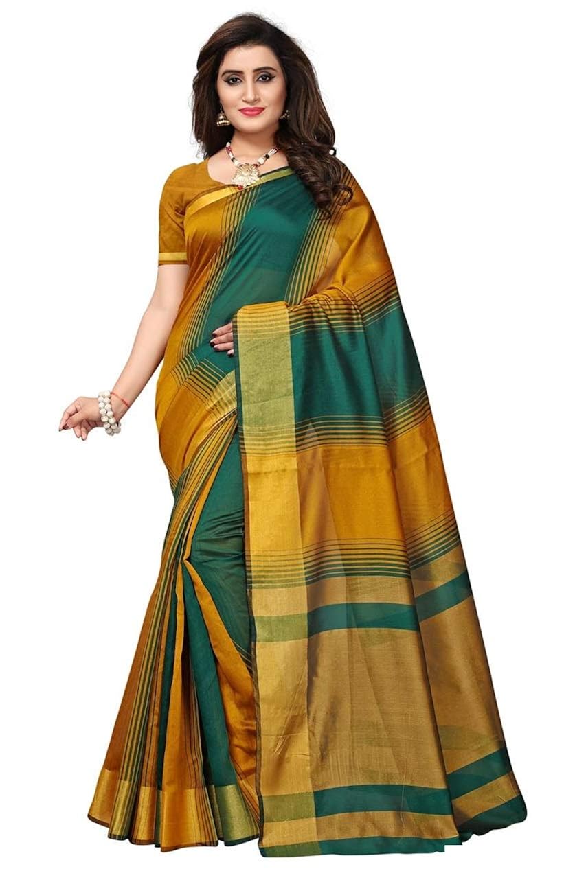 fabwomen silk saree with blouse piece (fab1841_green_free size)