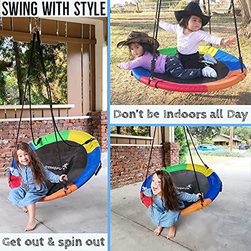 Saucer Circle Swings for Outside 40", Durable Textilene Kids Saucer