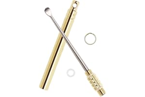 ONLYKXY Ear Wax Removal Tool,Folding Type Titanium Alloy Ear-Pick Cleaner Portable Ear Wax Removal Tools Ear Spoon Attached A Key Ring
