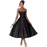 Zymhae Satin Jacquard Tea Length Prom Dresses for Teens A Line Midi Formal Evening Party Gown 2026