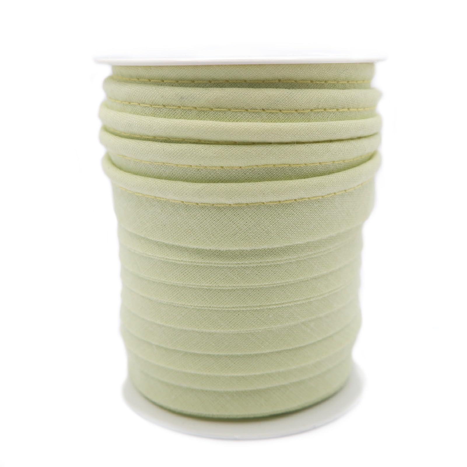 TEXTEX = Piping for Sewing, Decoration, and Crafts. Composition 50% Cotton and 50% Polyester. Total Width of 15mm, Cord of 5mm, and Flap of 10mm. 10 Meter Reel - (Light Green)
