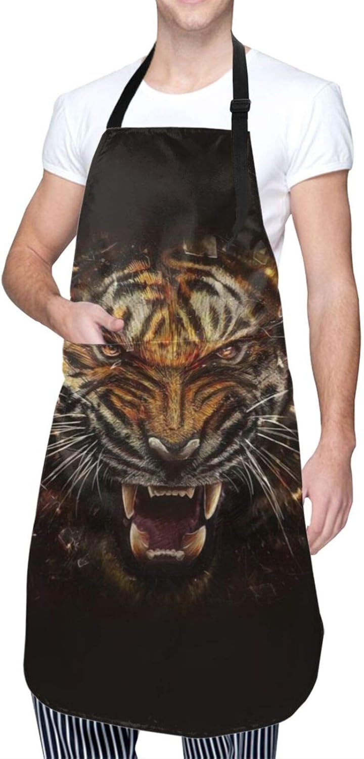 Cool Breakthrough Tiger Apron Cooking Apron Waterproof Adjustable