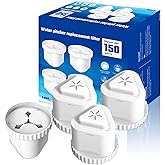 Water Filter Compatible with Epic Water Pitcher, Aquagear, Seychelle - 150 Gallon Filter Replacement, Removes Odors, Fluoride, BPA Free - 4 Pack