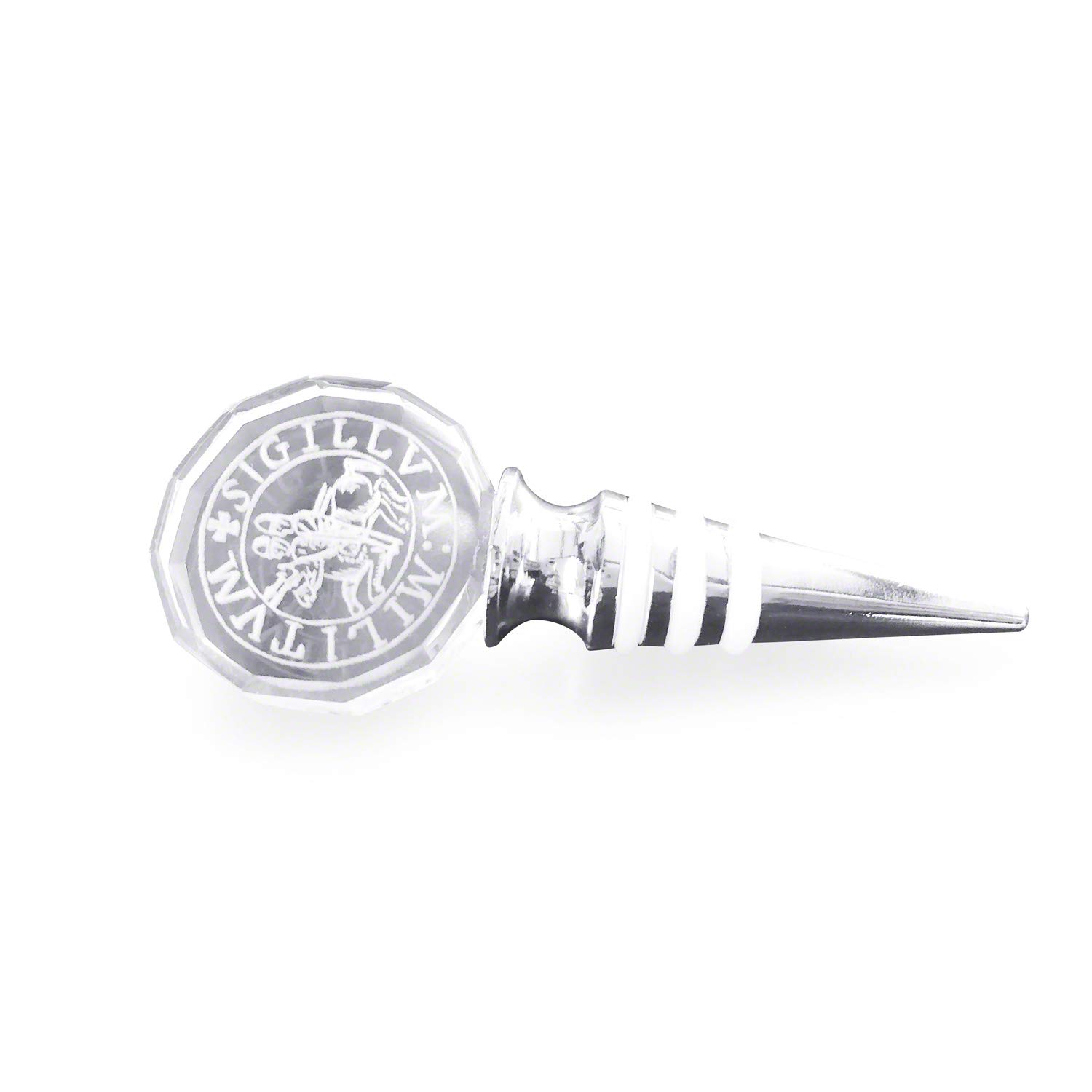 THE MASONIC COLLECTION - Knights Templar Seal Wine Stopper - with Polygon Glass Head - Laser Engraved - Supplied in Luxury Gift Box - Freemason Gifts for Men