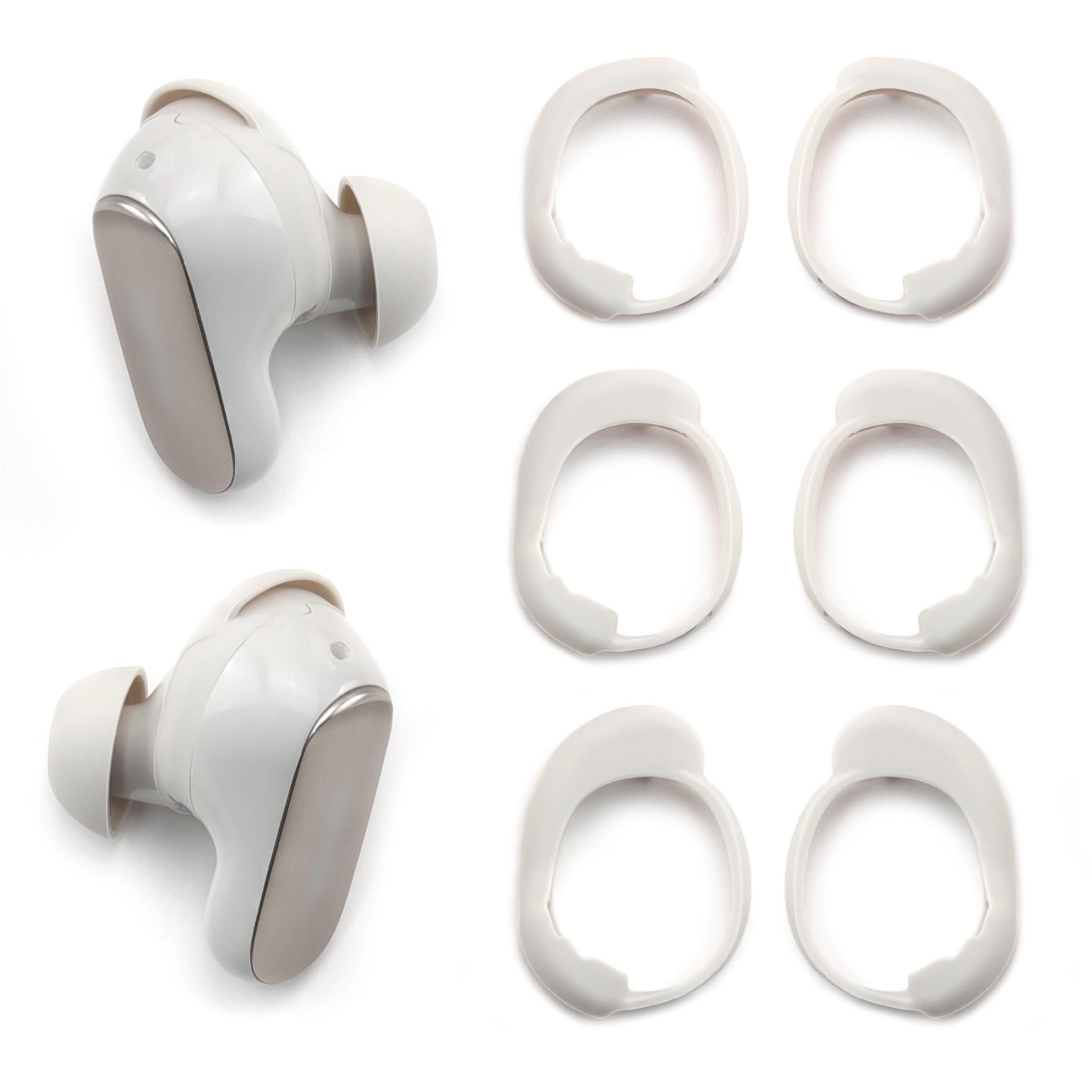 Photo 1 of NANLANFAN Replacement Ear Tips for Bose QuietComfort Ultra Earbuds Ultra 1&2, Anti-Slip Silicone Wingtip Covers Eartip Accessories, 3 Pairs of Stability Bands (White, Assorted S/M/L)