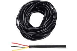 Generic 26AWG Electrical Wire 3 Conductors 16.4Ft Power Cable Flexible Extension Signal Cable Black for LED Strips Lamps Ligh