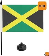 AZ FLAG Set of 10 Jamaica Table Flags 5x8 inches 21x14 cm with 10" Pole view 4