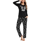 EISHOPEER Women's 2 Piece Cotton Long Sleeve Pajamas Set Cute Print Top and Pants Pjs Loungewear Sleepwear Sets