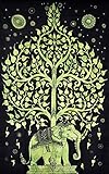 KayJayStyles Elephant Tree Tapestry Tree Of Life Tapestry Hippie Bohemian Dorm Wall Hanging (Green)
