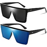 FEISEDY Oversized Sunglasses Mens Womens Flat Top Square Trendy Visor Shades UV400 B2470