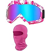 immoono OTG Motorcycle Goggles with Balaclava ATV Dirt Bike Motocross Riding Goggles Racing Skiing Goggles for Women Girls