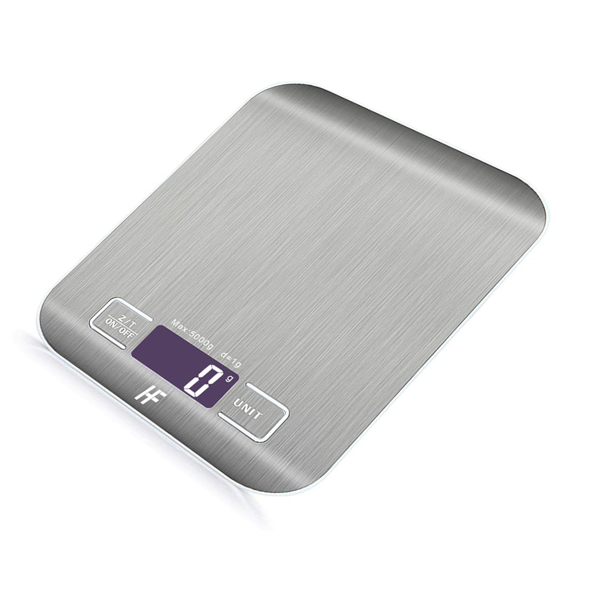 HomeFashion Kitchen Scales Stainless Steel High Precision 5 kg 1g Digital Scales with LCD Display, Tare Function, 6 Units of Measure, Batteries Included